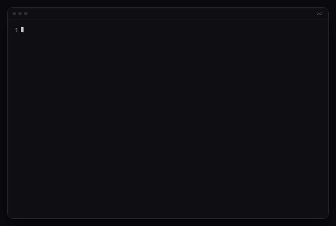 Terminal demo: pick what to do with the arrow keys, paste the project token, files are written